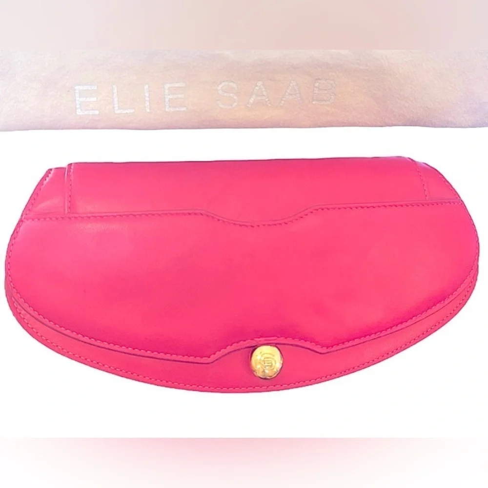 💕ELIE SAAB💕Fuchsia Leather Clutch ￼
